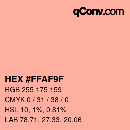 颜色代码: HEX #FFAF9F | qconv.com