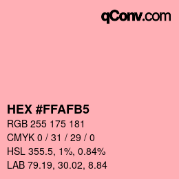 颜色代码: HEX #FFAFB5 | qconv.com