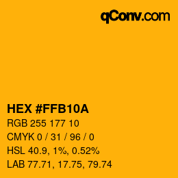 颜色代码: HEX #FFB10A | qconv.com