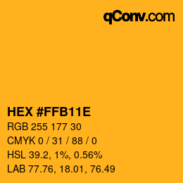 Color code: HEX #FFB11E | qconv.com