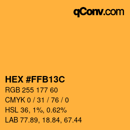 カラーコード: HEX #FFB13C | qconv.com