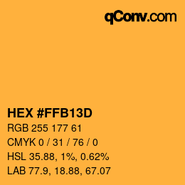 Color code: HEX #FFB13D | qconv.com
