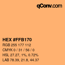 颜色代码: HEX #FFB170 | qconv.com