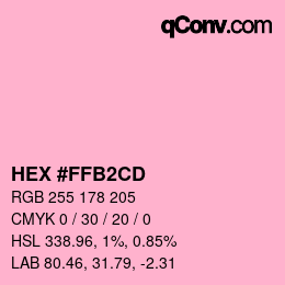 Color code: HEX #FFB2CD | qconv.com