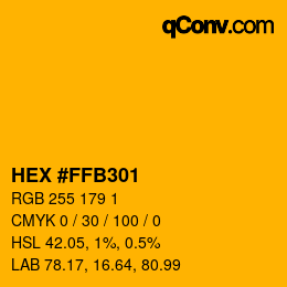 Code couleur: HEX #FFB301 | qconv.com