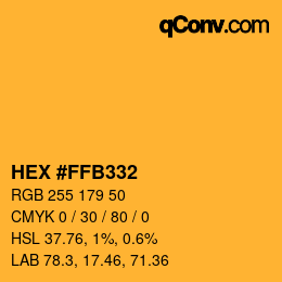 Farbcode: HEX #FFB332 | qconv.com
