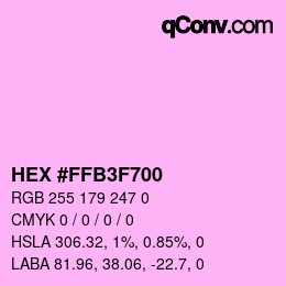 Color code: HEX #FFB3F700 | qconv.com