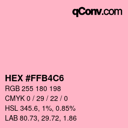 颜色代码: HEX #FFB4C6 | qconv.com