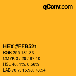颜色代码: HEX #FFB521 | qconv.com