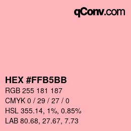 Color code: HEX #FFB5BB | qconv.com