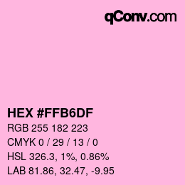 Color code: HEX #FFB6DF | qconv.com