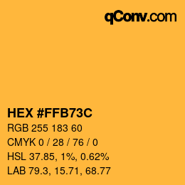 Color code: HEX #FFB73C | qconv.com