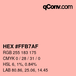 カラーコード: HEX #FFB7AF | qconv.com