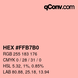 颜色代码: HEX #FFB7B0 | qconv.com