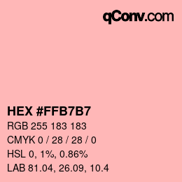 颜色代码: HEX #FFB7B7 | qconv.com