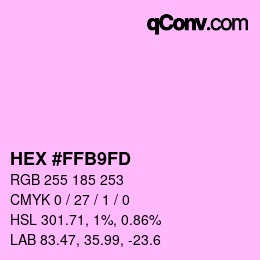 Color code: HEX #FFB9FD | qconv.com