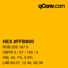 Farbcode: HEX #FFBB00 | qconv.com