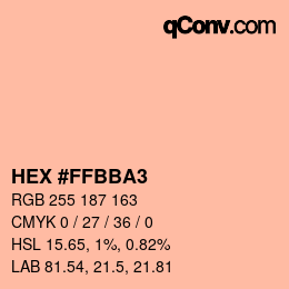 颜色代码: HEX #FFBBA3 | qconv.com
