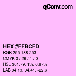 Color code: HEX #FFBCFD | qconv.com