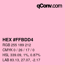 Code couleur: HEX #FFBDD4 | qconv.com