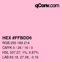 颜色代码: HEX #FFBDD6 | qconv.com
