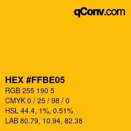 Color code: HEX #FFBE05 | qconv.com