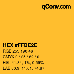 Color code: HEX #FFBE2E | qconv.com