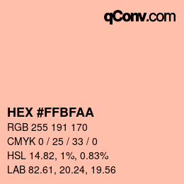 颜色代码: HEX #FFBFAA | qconv.com