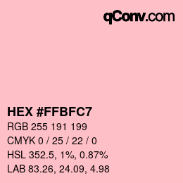 Color code: HEX #FFBFC7 | qconv.com