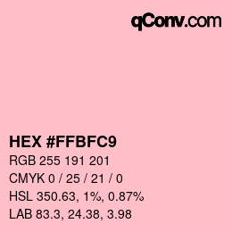 颜色代码: HEX #FFBFC9 | qconv.com