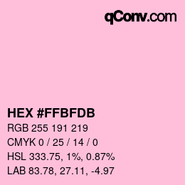 Color code: HEX #FFBFDB | qconv.com