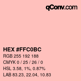 カラーコード: HEX #FFC0BC | qconv.com