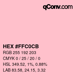 Code couleur: HEX #FFC0CB | qconv.com