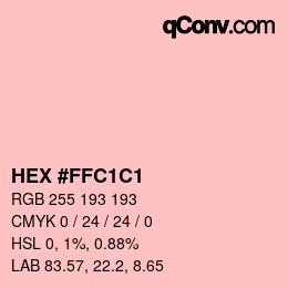 Code couleur: HEX #FFC1C1 | qconv.com