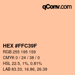 颜色代码: HEX #FFC39F | qconv.com