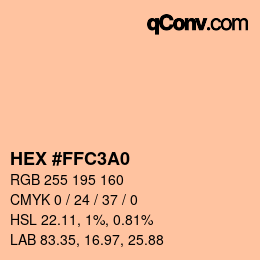 颜色代码: HEX #FFC3A0 | qconv.com
