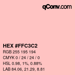 Color code: HEX #FFC3C2 | qconv.com