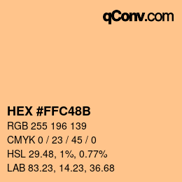 カラーコード: HEX #FFC48B | qconv.com