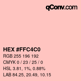 Color code: HEX #FFC4C0 | qconv.com