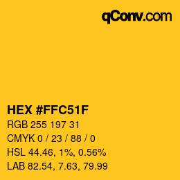 颜色代码: HEX #FFC51F | qconv.com