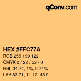 颜色代码: HEX #FFC77A | qconv.com