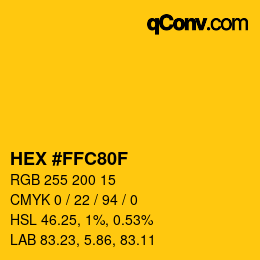 Color code: HEX #FFC80F | qconv.com