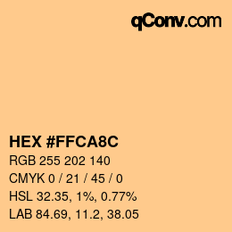 カラーコード: HEX #FFCA8C | qconv.com