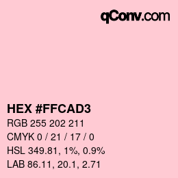 Color code: HEX #FFCAD3 | qconv.com