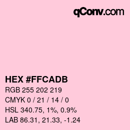 Color code: HEX #FFCADB | qconv.com