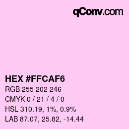 Color code: HEX #FFCAF6 | qconv.com