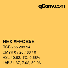 カラーコード: HEX #FFCB5E | qconv.com