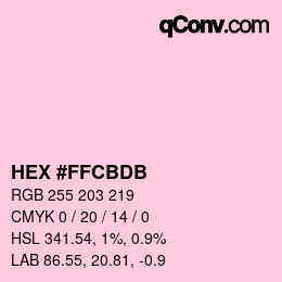 Color code: HEX #FFCBDB | qconv.com