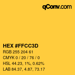 Color code: HEX #FFCC3D | qconv.com