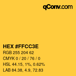 Farbcode: HEX #FFCC3E | qconv.com